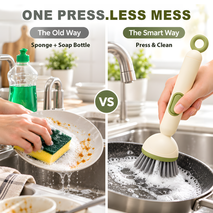 🎁✨👉360° Rotating Soap Dispensing Dish Brush with Interchangeable Heads