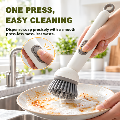 🎁✨👉360° Rotating Soap Dispensing Dish Brush with Interchangeable Heads
