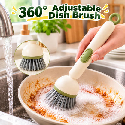 🎁✨👉360° Rotating Soap Dispensing Dish Brush with Interchangeable Heads