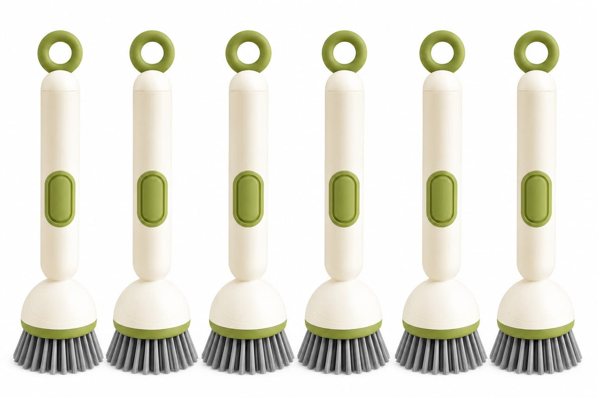 🎁✨👉360° Rotating Soap Dispensing Dish Brush with Interchangeable Heads