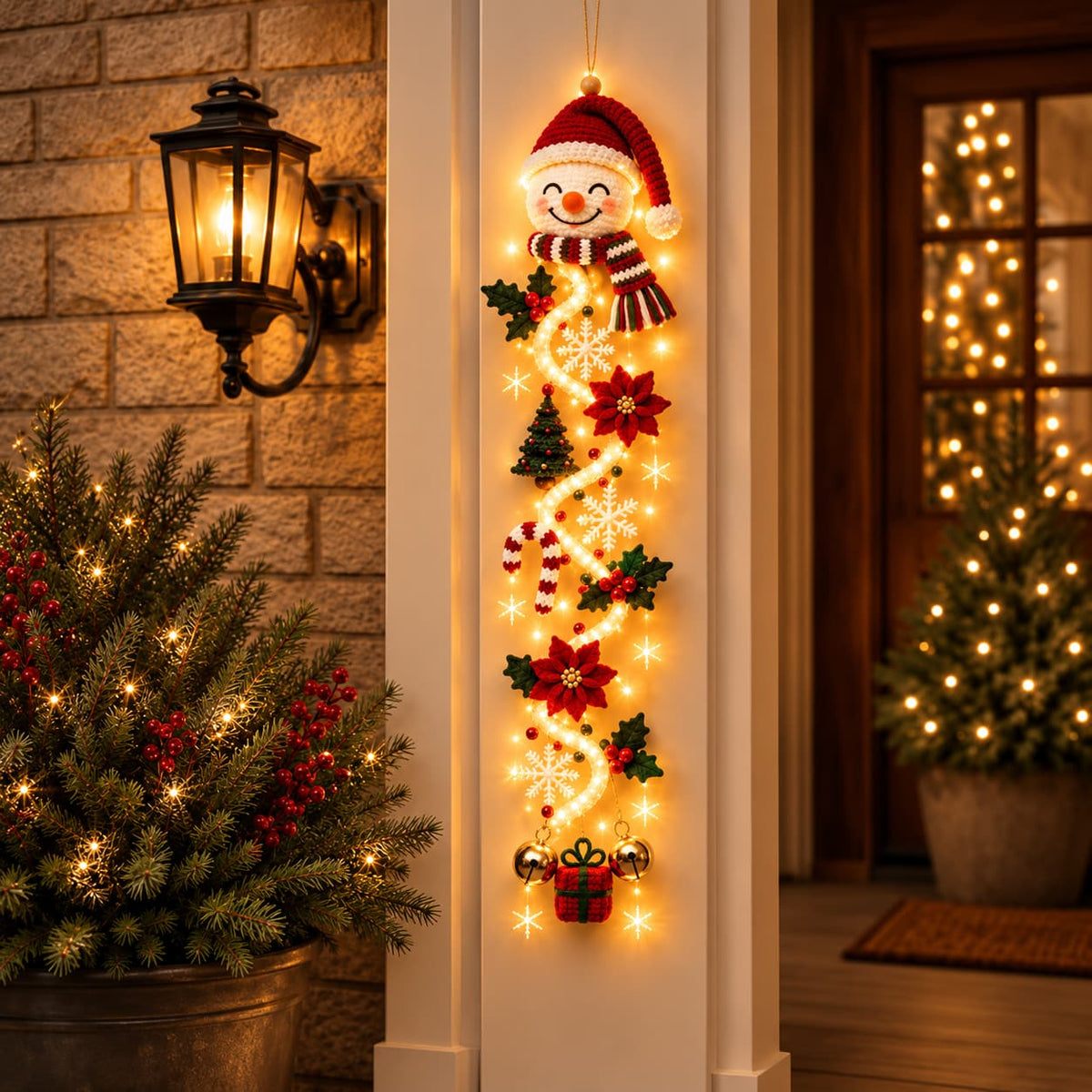 Light-up Christmas hanging decoration with festive seasonal details