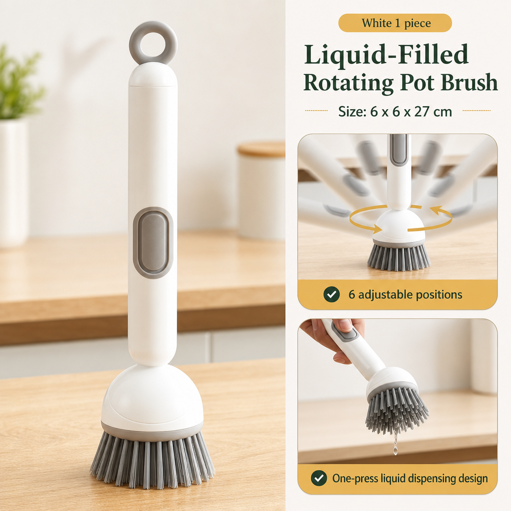 🎁✨👉360° Rotating Soap Dispensing Dish Brush with Interchangeable Heads
