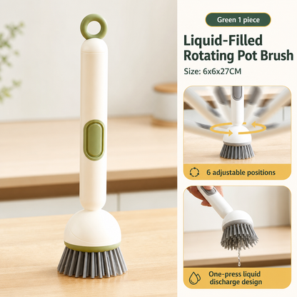 🎁✨👉360° Rotating Soap Dispensing Dish Brush with Interchangeable Heads